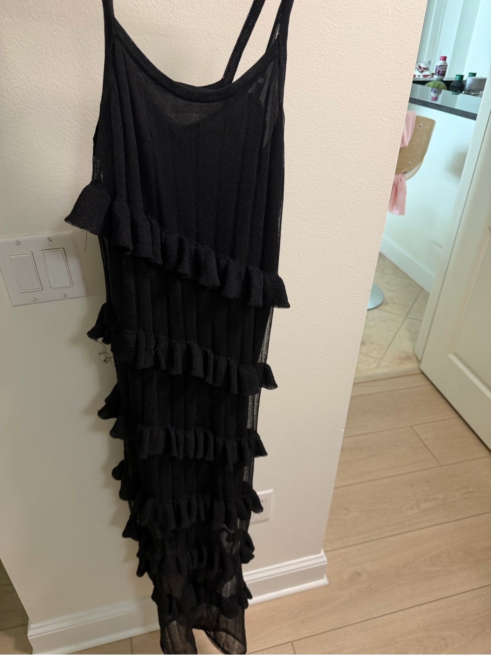 Zara Black Sleeveless Maxi Dress with Tiered Ruffles